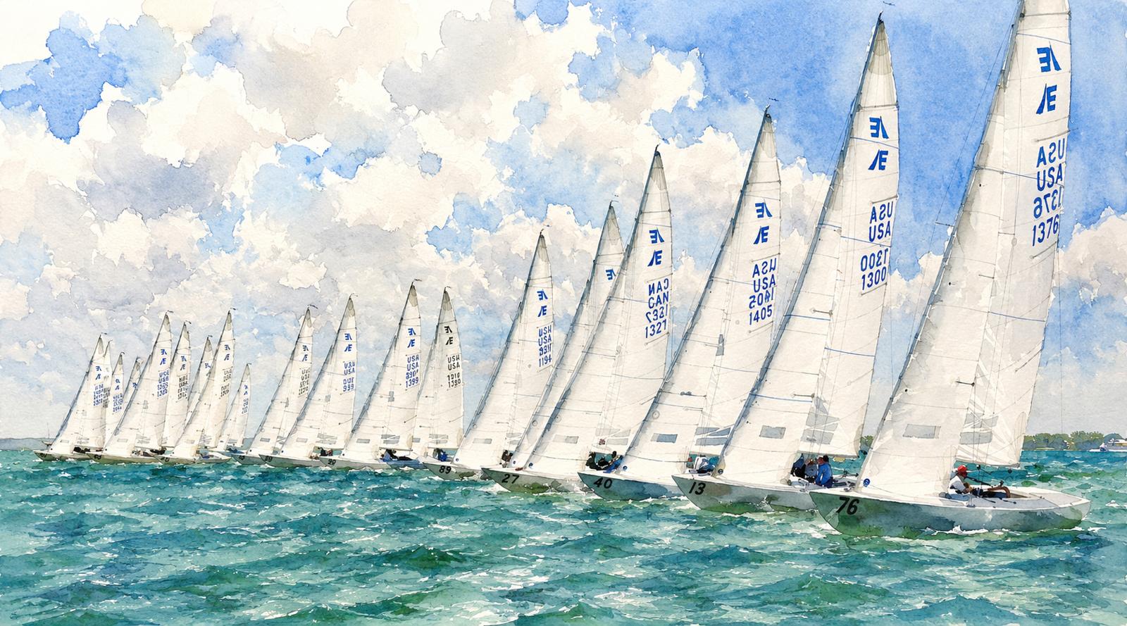 Etchells fleet on open water